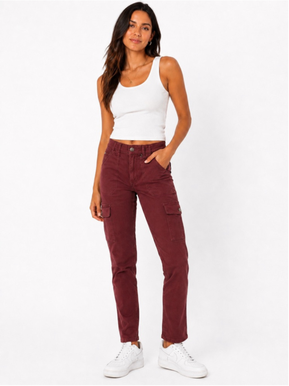 CURVE appeal Burgundy Cargo Skinny Pants Size 4 / 27 NWT